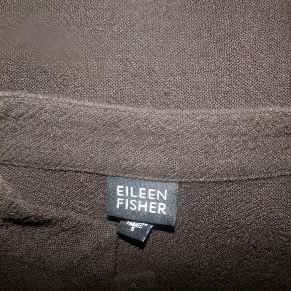 EILEEN FISHER Top Small Brown Woven Button Front - Picture 5 of 5